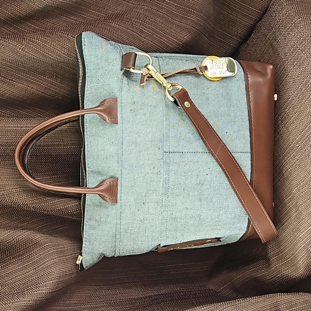 R. Riveter Handmade Denim Crossbody Bag with Leather